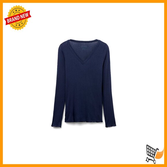 Sheer V-Neck Long Sleeve Top Modal Cashmere Soft Elegant Minimal Chic